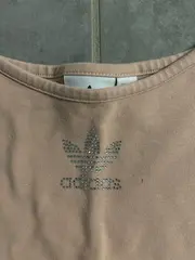 Vorschaubild 3 von Damen Crop Top Shirt Gr. 36/S Beige Sportlich Strass Logo