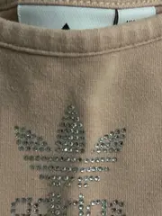 Vorschaubild 4 von Damen Crop Top Shirt Gr. 36/S Beige Sportlich Strass Logo