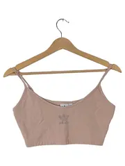 Vorschaubild 1 von Damen Crop Top Shirt Gr. 36/S Beige Sportlich Strass Logo