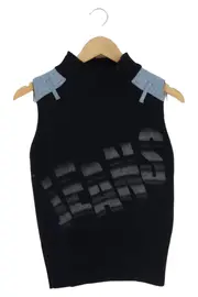 Vorschaubild 1 von Damen Pullunder Gr. 36;S Schwarz Casual Modisch Rollkragen