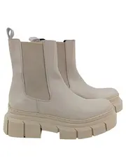 Vorschaubild 1 von Damen Stiefelette Chelsea Boots Beige Gr. 41 Leder Plateau Chunky Sohle