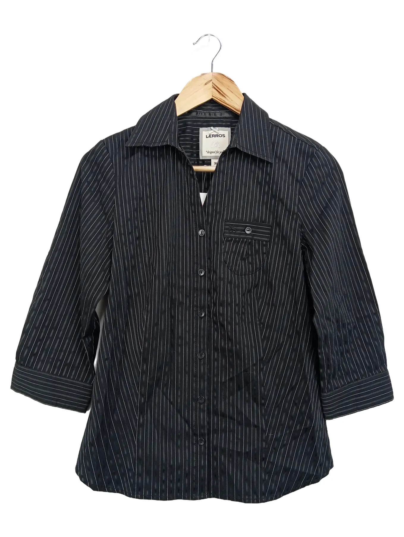 LERROS Damen Hemdbluse Gr. 38/M Schwarz gestreift Business Elegant