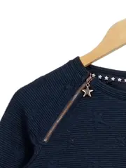 Vorschaubild 2 von Taifun Separates Damen Pullover Langarm Gr. 34 Navy Blau Sterne Reißverschluss