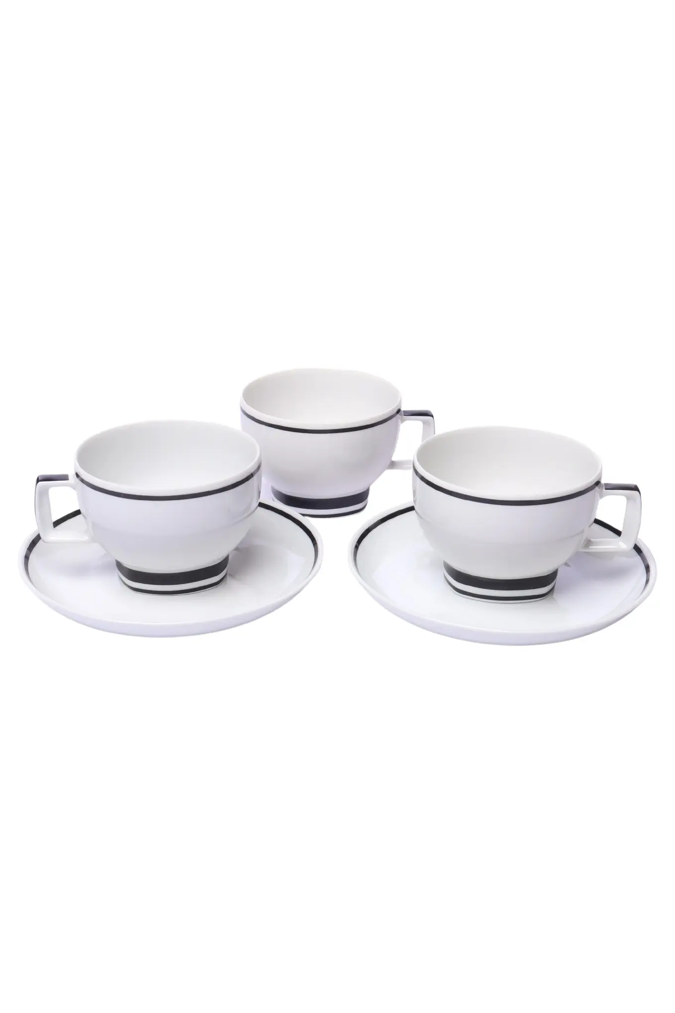 SELTMANN WEIDEN Tasse Unterteller Set Porzellan Weiß Schwarz Elegant 6 Teile