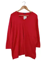 Vorschaubild 1 von Pullover Damen Rot Einheitsgröße Casual V-Ausschnitt Strasssteine