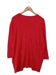 Vorschaubild 2 von Pullover Damen Rot Einheitsgröße Casual V-Ausschnitt Strasssteine