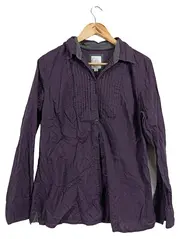 Vorschaubild 1 von Damen Hemdbluse Gr. 42 Lila Baumwolle Langarm Casual