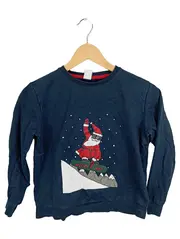 Vorschaubild 1 von Kinder Pullover Weihnachten Grafik Blau 146 152 Baumwolle Langarm