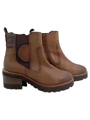 Vorschaubild 1 von Damen Chelsea Boots Leder Braun Gr. 39 Stiefelette