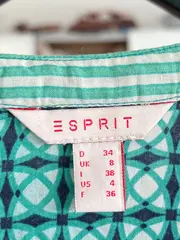 Vorschaubild 5 von Damen Bluse Gr. 34/XS Türkis Geometrisch Viskose Langarm