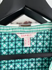 Vorschaubild 4 von Damen Bluse Gr. 34/XS Türkis Geometrisch Viskose Langarm