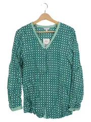 Vorschaubild 1 von Damen Bluse Gr. 34/XS Türkis Geometrisch Viskose Langarm