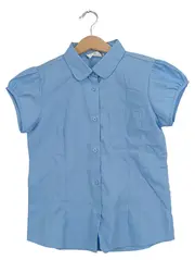 Vorschaubild 1 von Kinder Hemdbluse Gr. 134 Blau Kurzarm Uni Klassisch Schule
