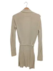 Vorschaubild 2 von Damen Strickjacke Gr. 34 Beige Leinen Bindegürtel Cardigan