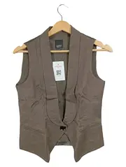 Vorschaubild 1 von Damen Anzugweste Business Braun Gr. 36/S Ärmellos Baumwolle