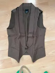 Vorschaubild 2 von Damen Anzugweste Business Braun Gr. 36/S Ärmellos Baumwolle