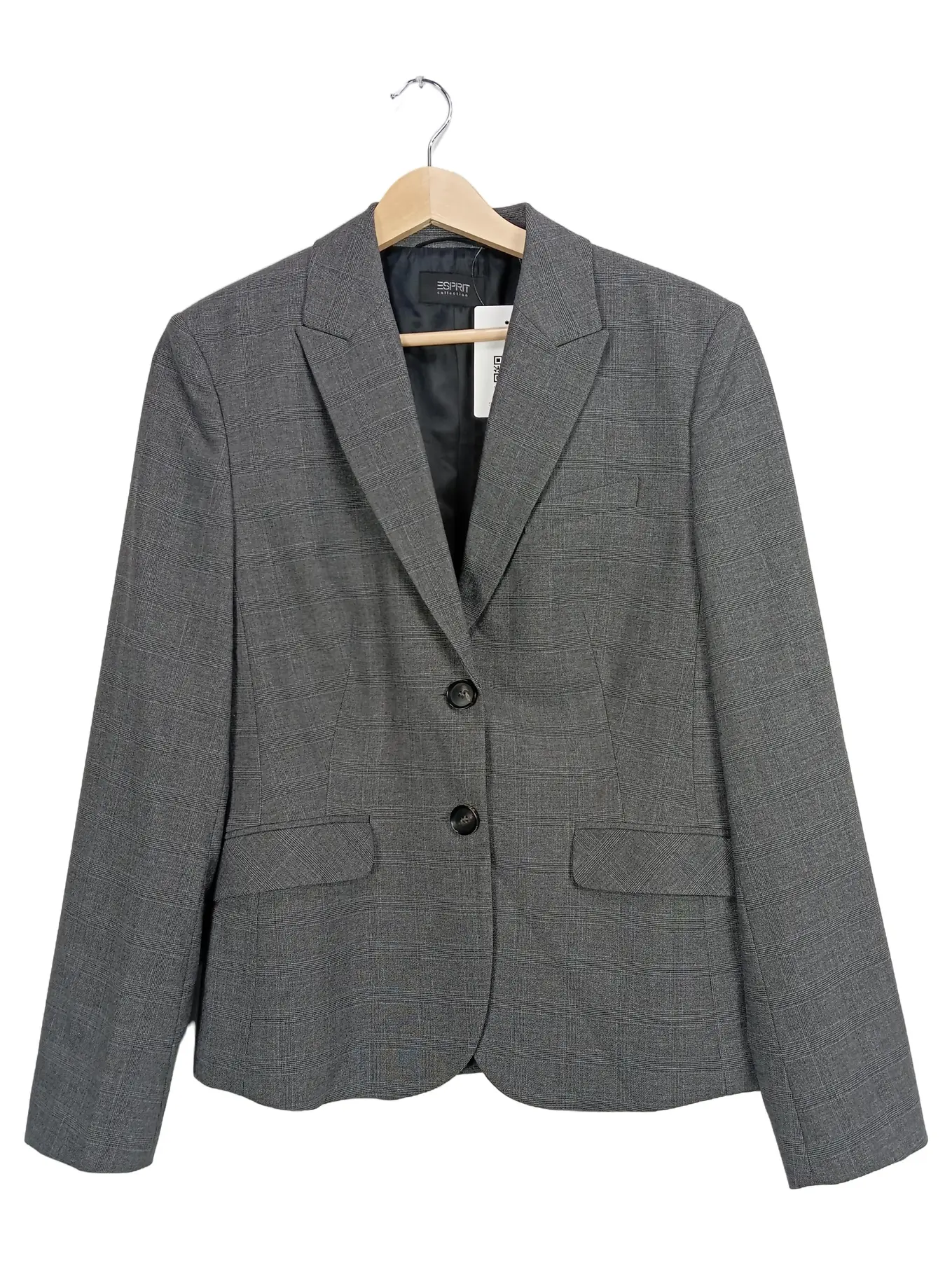 ESPRIT Blazer Damen Kariert Grau Gr. 40 Business Büro Langarm