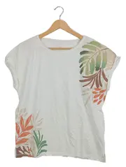 Vorschaubild 1 von Damen T-Shirt Blumenprint Gr. 40/L Weiß Casual Kurzarm