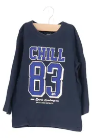 Vorschaubild 1 von REBEL Kinder Langarmshirt Gr. 110 Blau Casual Sportlich mit Schriftzug CHILL 83