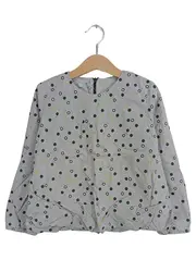 Vorschaubild 1 von Kinder Bluse Mädchen Gr. 110/116 Grau Punkte Baumwolle Langarm