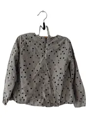 Vorschaubild 2 von Kinder Bluse Mädchen Gr. 110/116 Grau Punkte Baumwolle Langarm