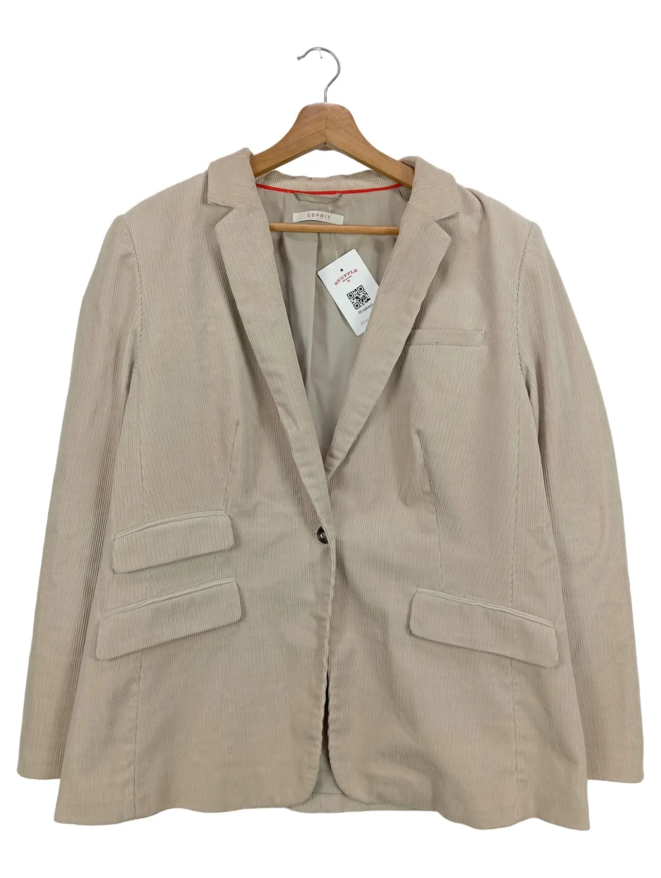 ESPRIT Damen Blazer Cord Beige Gr. 44/L Klassisch Elegant