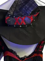 Vorschaubild 7 von Hexenkostüm Damen Kleid mit Hut Gr. 36 Schwarz Rot Halloween