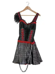 Vorschaubild 1 von Hexenkostüm Damen Kleid mit Hut Gr. 36 Schwarz Rot Halloween