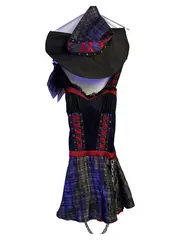 Vorschaubild 2 von Hexenkostüm Damen Kleid mit Hut Gr. 36 Schwarz Rot Halloween