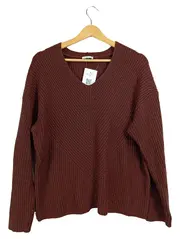 Vorschaubild 1 von Damen Pullover Gr. 40/L Braun Strukturmuster Casual Langarm