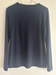 Vorschaubild 2 von Damen Langarmshirt Ring-Detail Gr. 36/S Blau Casual Bluse