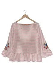 Vorschaubild 1 von Damen Bluse 36/S Mehrfarbig Gestreift Blumenstickerei Bohemian