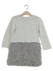 Vorschaubild 1 von Festliches Kleid Grau Fransen Strasssteine Gr. 104