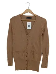 Vorschaubild 1 von Damen Strickjacke Gr. 36/S Braun Klassisch Elegant Cardigan V-Ausschnitt