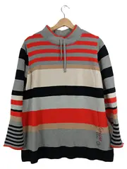 Vorschaubild 1 von Damen Strickpullover Streifen Stehkragen Gr. 48 Mehrfarbig