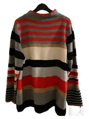 Vorschaubild 3 von Damen Strickpullover Streifen Stehkragen Gr. 48 Mehrfarbig