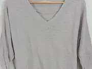 Vorschaubild 3 von Damen Pullover Grau L Casual 3/4-Arm V-Ausschnitt