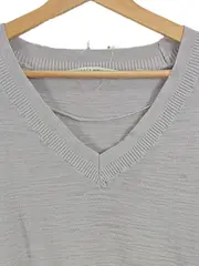 Vorschaubild 2 von Damen Pullover Grau L Casual 3/4-Arm V-Ausschnitt