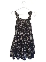 Vorschaubild 1 von Sommerkleid Damen S 36 Schwarz Blumenmuster Rüschen