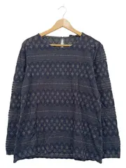 Vorschaubild 1 von Damen Pullover Spitze Langarm Blau Ethno Muster Gr. XXL