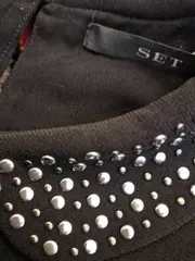 Vorschaubild 3 von Damen Etuikleid Gr. 36/S Schwarz Elegant Nietenkragen Business