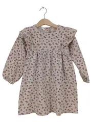 Vorschaubild 1 von Freizeitkleid Mädchen Blumenmuster Rüschen Baumwolle Beige Gr. 110
