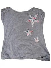 Vorschaubild 1 von EDC Damen T-Shirt Grau Sterne Gr. M Kurzarm Casual