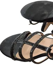 Vorschaubild 3 von Damen Sandaletten Gr. 38 Schwarz Keilabsatz Strass Riemchen Elegant