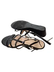 Vorschaubild 2 von Damen Sandaletten Gr. 38 Schwarz Keilabsatz Strass Riemchen Elegant