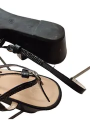 Vorschaubild 5 von Damen Sandaletten Gr. 38 Schwarz Keilabsatz Strass Riemchen Elegant