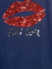 Vorschaubild 4 von Damen T-Shirt Blau XL Pailletten Lippen Stay Cool Print