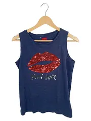 Vorschaubild 1 von Damen T-Shirt Blau XL Pailletten Lippen Stay Cool Print