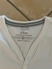 Vorschaubild 3 von Herren Langarmshirt Weiß Henley Gr. M Baumwolle Casual