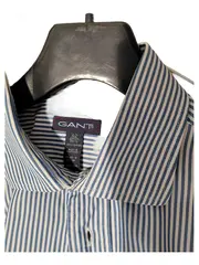 Vorschaubild 2 von Herren Business Hemd Gr. 42 Blau Weiß Gestreift Langarm Baumwolle
